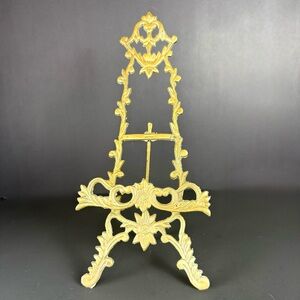 Vintage Ornate Brass Easel Art Picture Plate Tile Display Victorian Chic Cottage